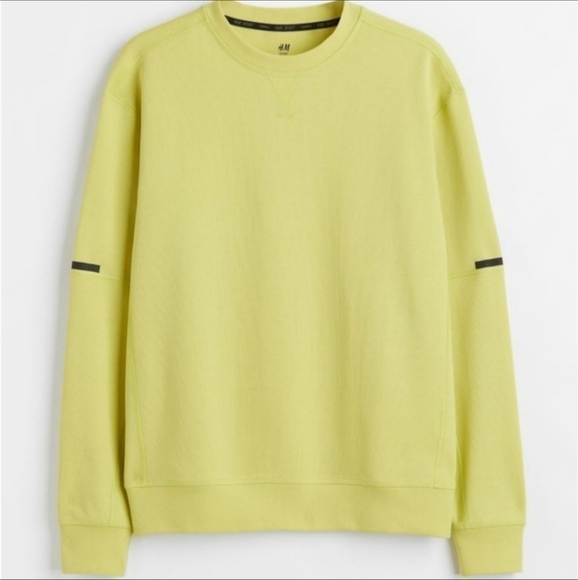 New Mens H&M Relaxed Fit Sweatshirt Yellow Pullover Crew Neck Sweater Size Large - Picture 1 of 9